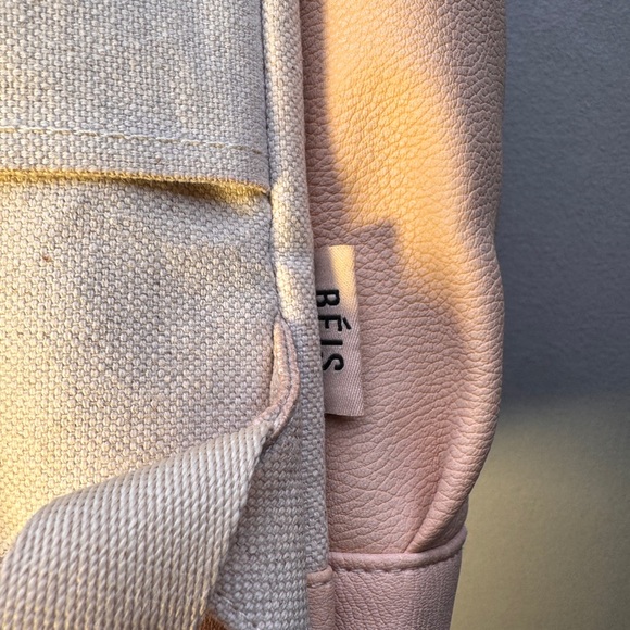BEIS Cream Canvas Backpack with Blush Tan Trim - Picture 11 of 14